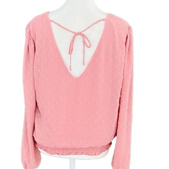 Nine Britton dusty pink Swiss Dot v front/back top with elastic waistband sz M. - Picture 3 of 7